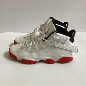 Jordan 6 Rings Basketball Shoes White University Red 323419-160 Sz 6.5Y Youth